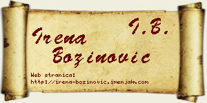 Irena Božinović vizit kartica
